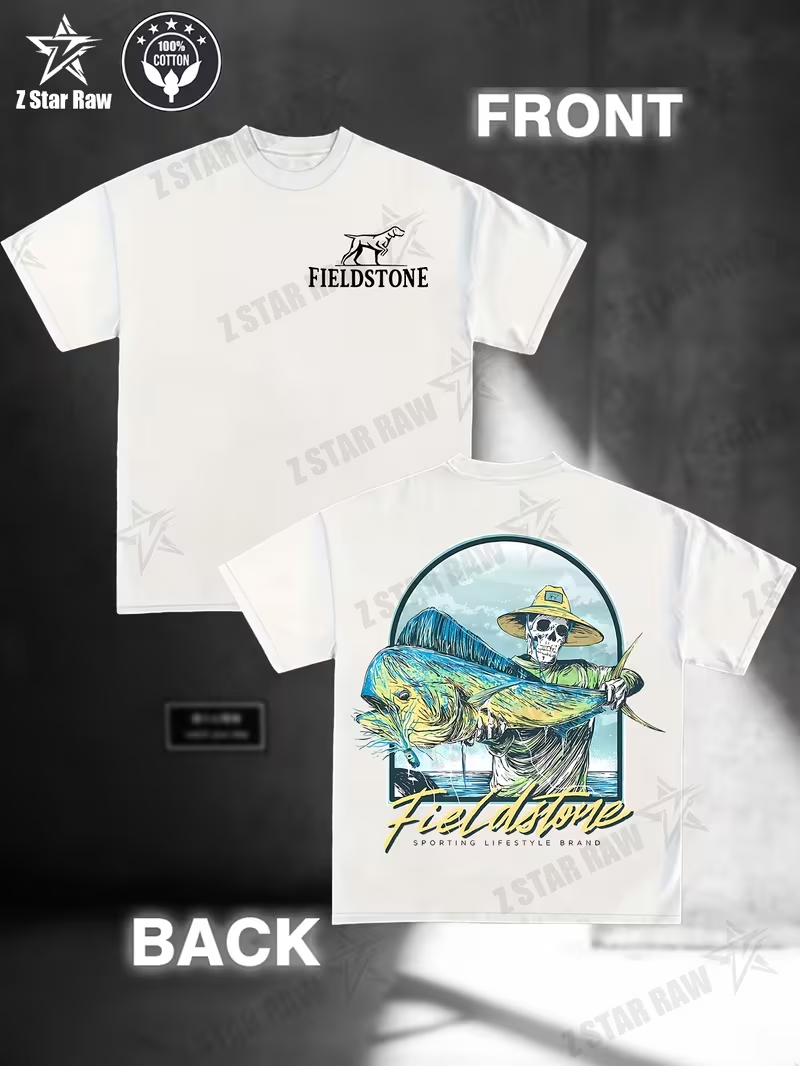 Men’s Fieldstone Fishing & Outdoors Cotton T-Shirt – Casual Crew Neck | Plus Size