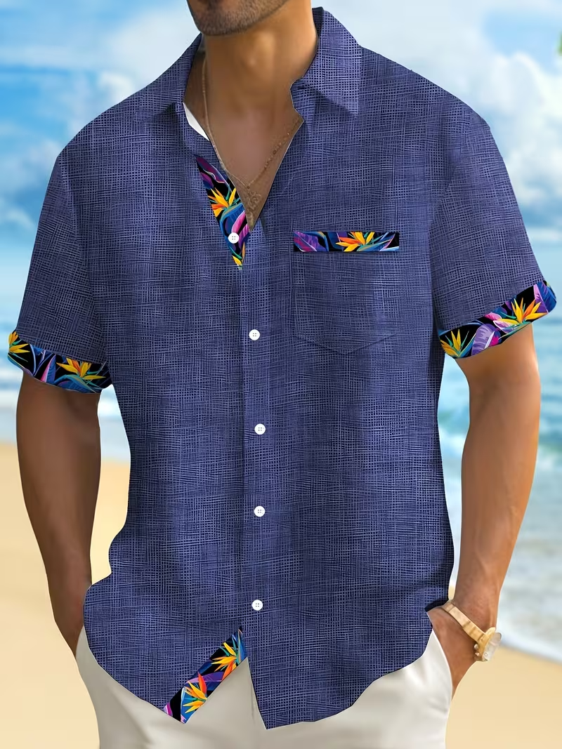 Floral Hawaiian Shirt – Men’s Casual Button-Up | Plus Size